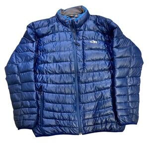 Outdoor Research Mens XL Blue Goose Down Quilted Puffer Jacket Full Zip RN97085